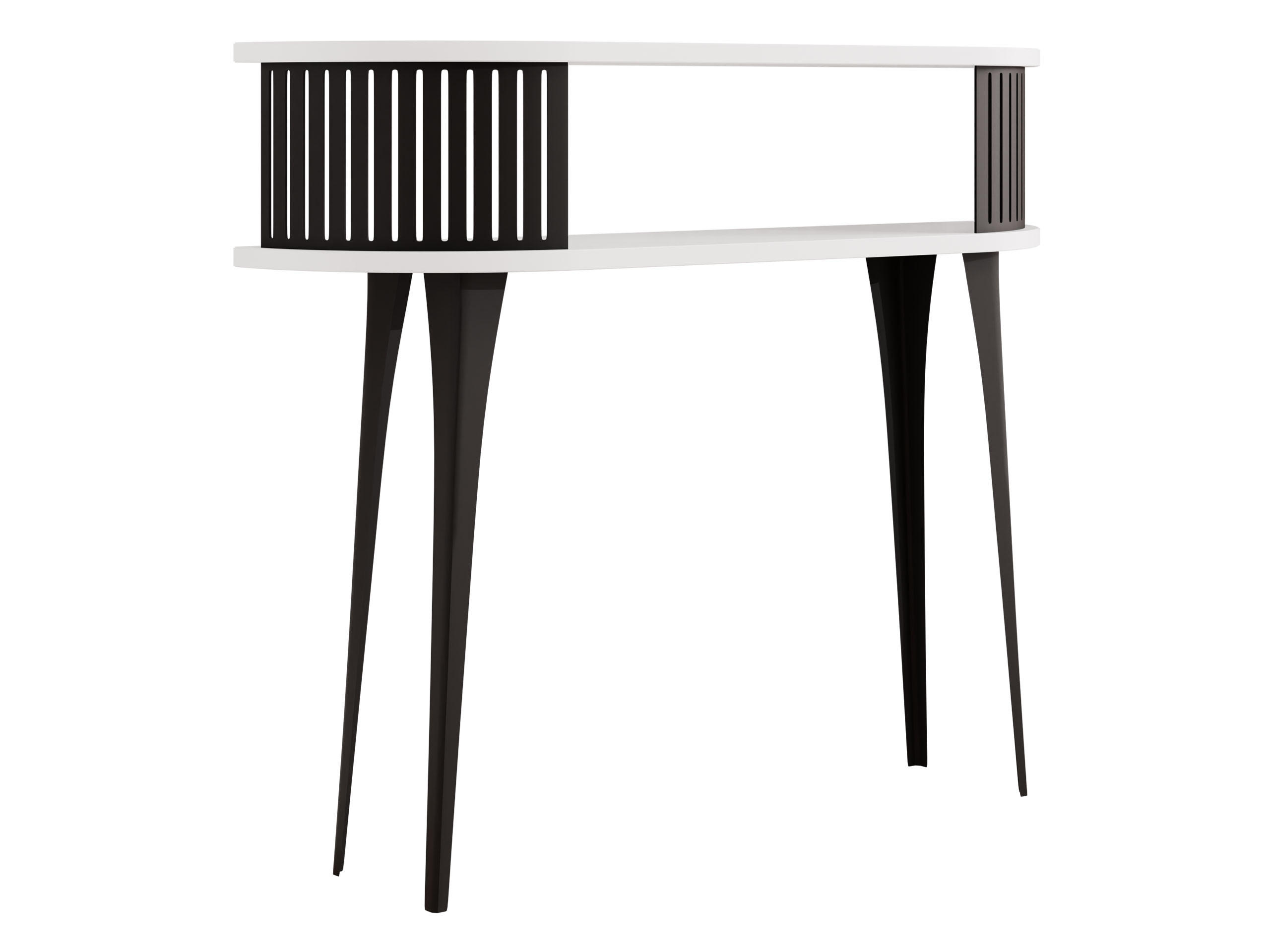 KONSOLENTISCH Roenni Oval - Schwarz/Weiß, Holzwerkstoff/Metall (100/25/86cm) - MIRJAN24