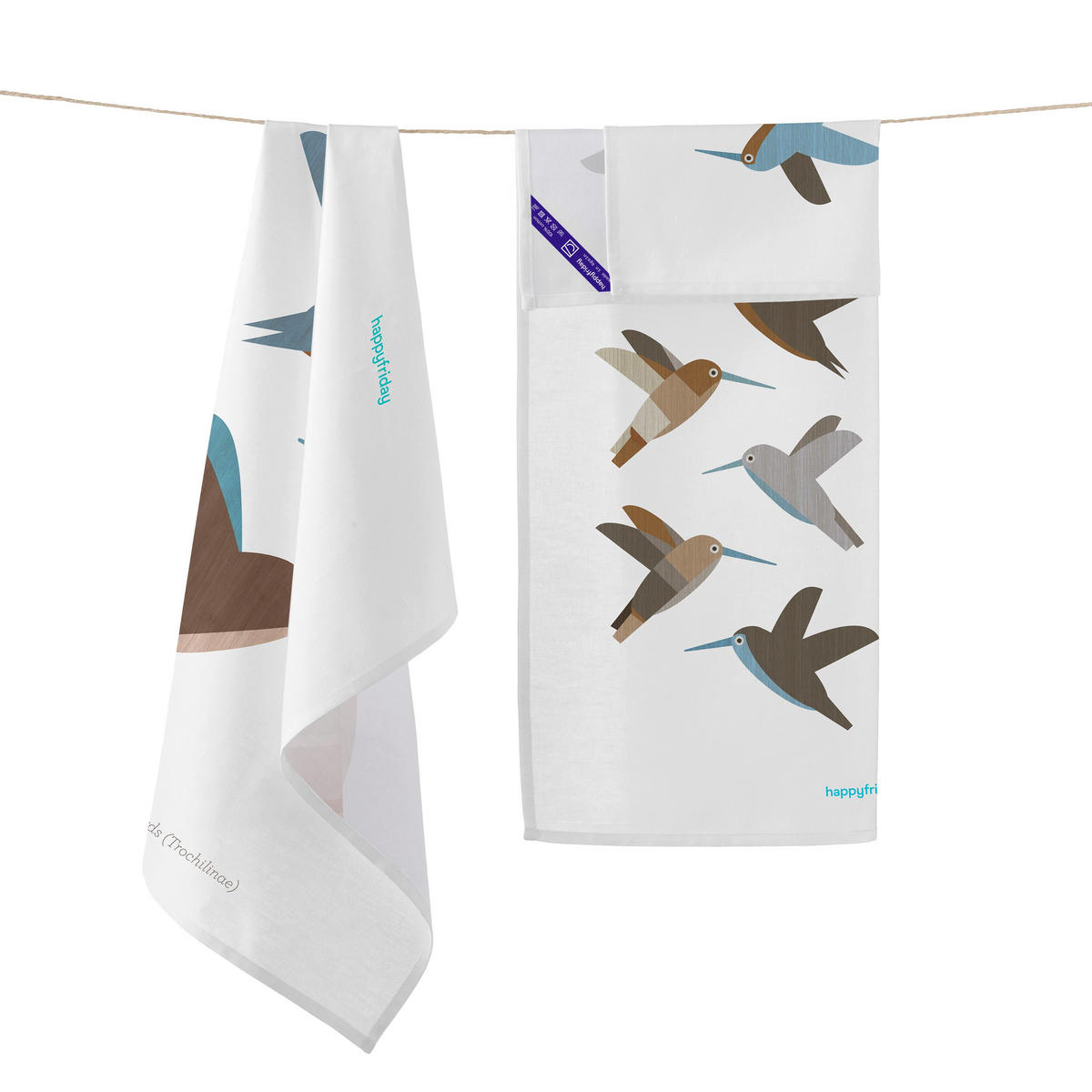 GESCHIRRTUCH (2 tlg) colibri delphinae 70x50 cm mehrfarbig - Multicolor, Textil (70/50cm) - Happy Friday