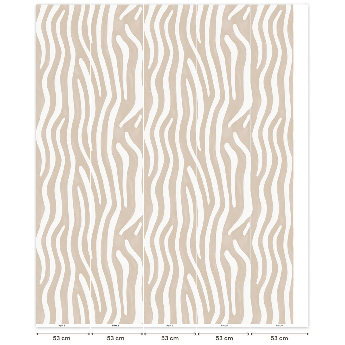 TAPETE - Abstrakt - Zebra - Beige - 240x300 cm - Beige, Papier (240/300cm) - OnlyWow