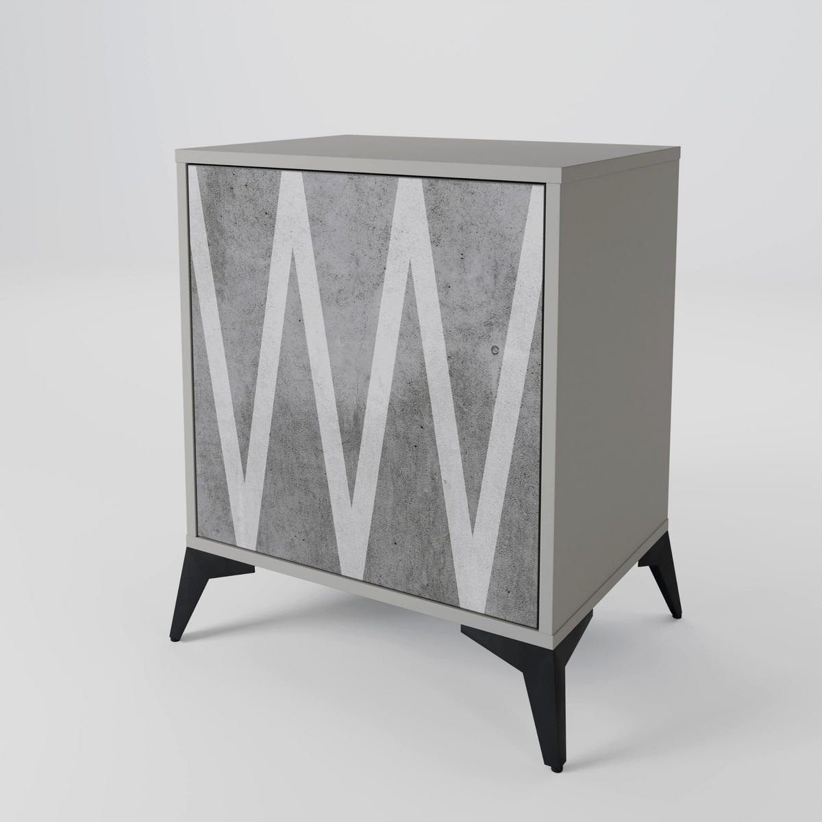 SIDEBOARD SOLID ZIG ZAG, Grau, 57,5x42x72,5 cm, Schwarze Metallfüße - Multicolor/Schwarz, Holzwerkstoff/Metall (57.5/72.5/42cm) - SpaceRebels
