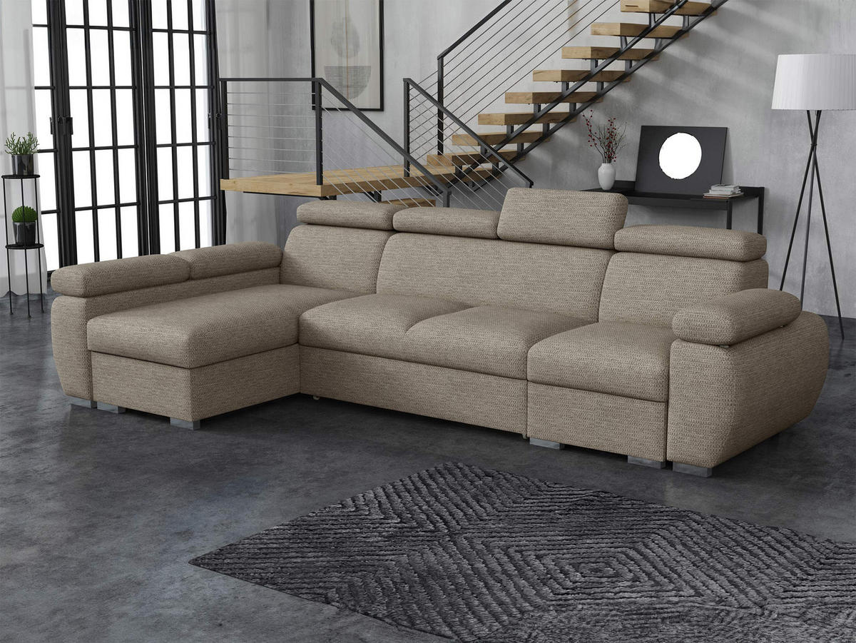 ECKSOFA Boston LCP, Seite: Links LCP+2R+1P(65) - Kaschmir/Silberfarben, Holz/Textil (320/170cm) - MIRJAN24