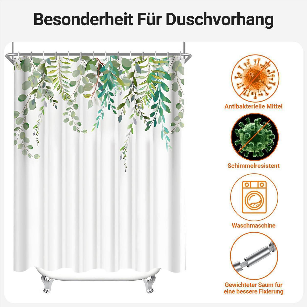 DUSCHVORHANG Grün Blätter 200 x 200 cm - Grün, Textil (200/200cm)
