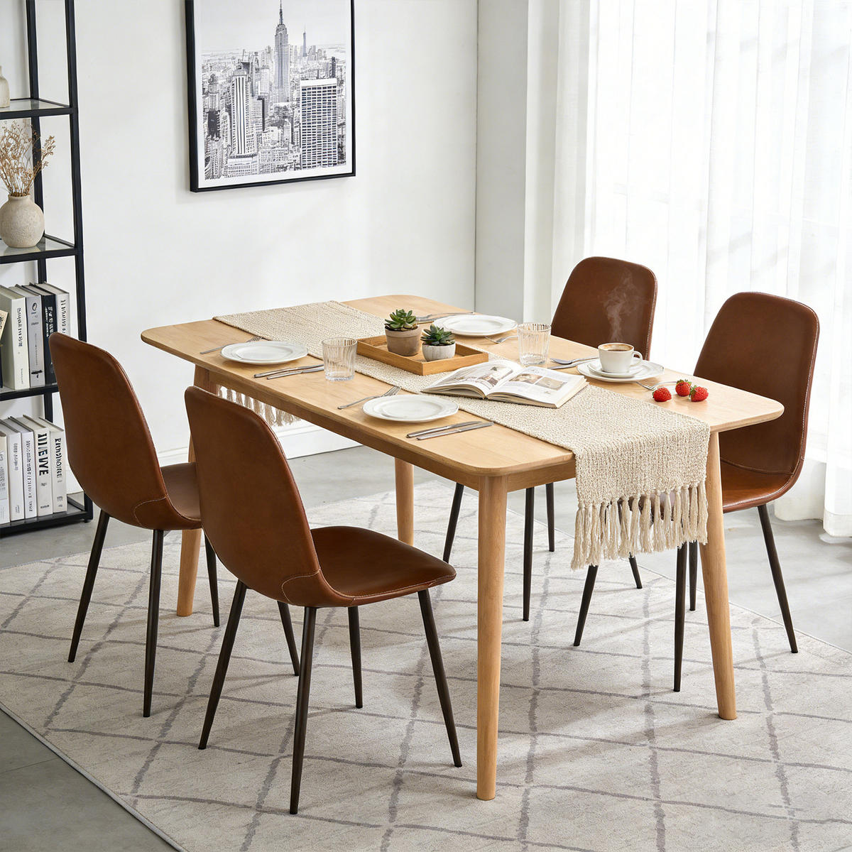 ESSZIMMERSTÜHLE 4er-Set, gepolstert, Kunstlederbezug, Braun - Braun, Metall (43/88/53cm) - Meubles Cosy