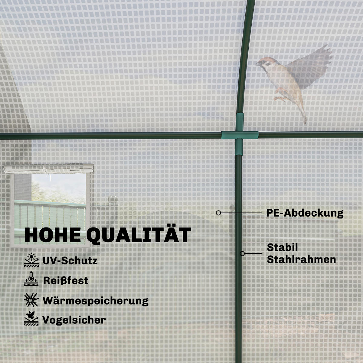 FOLIENGEWÄCHSHAUS Stahl PE Kunststoff Weiß - Weiß, Kunststoff (100/200/300cm) - Outsunny