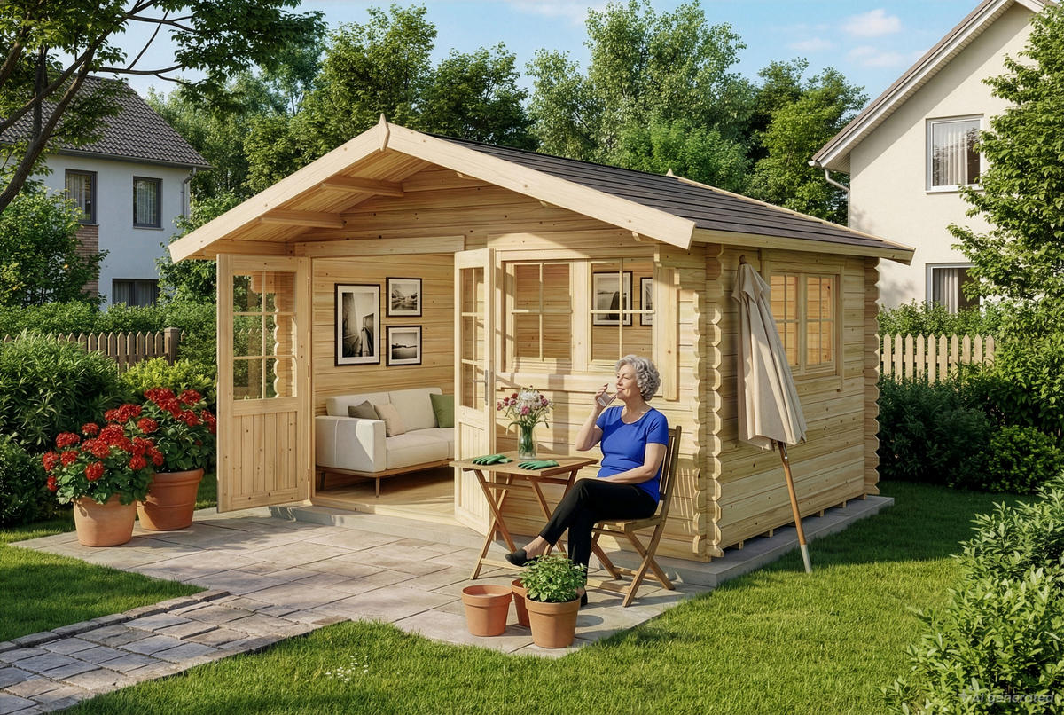 GARTENHAUS Holz Gabriel - Naturfarben, Holz (438/268/367cm) - Alpholz