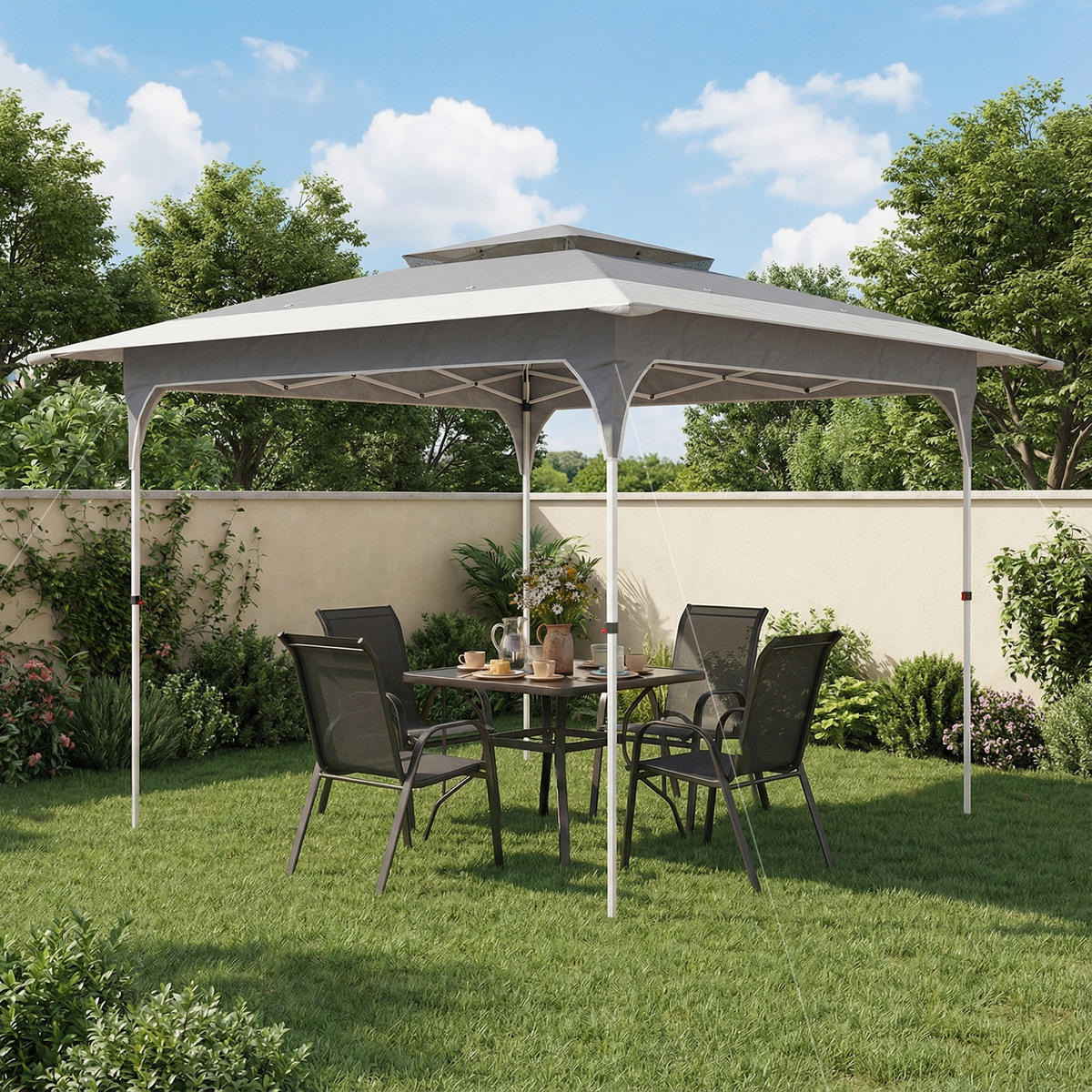 POP-UP-FALTZELT, 3,5×3,5m, grau - Grau, Textil (352/278/352cm) - Vallsero
