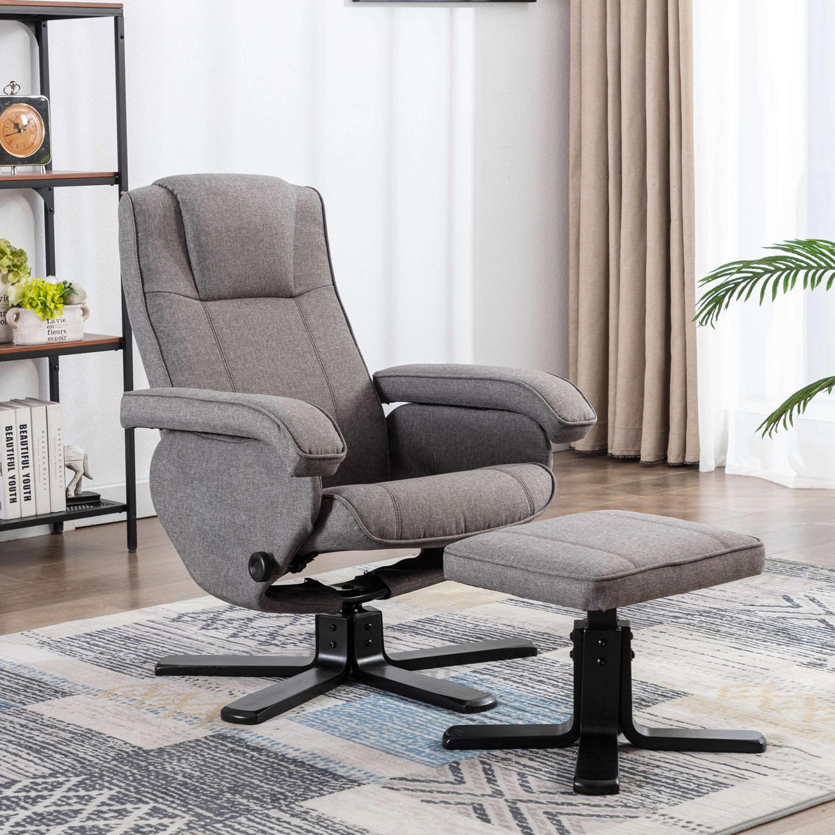 RELAXSESSEL CHARLES Stoffbezug Grau - Grau, Textil (75/95/68cm) - SVITA