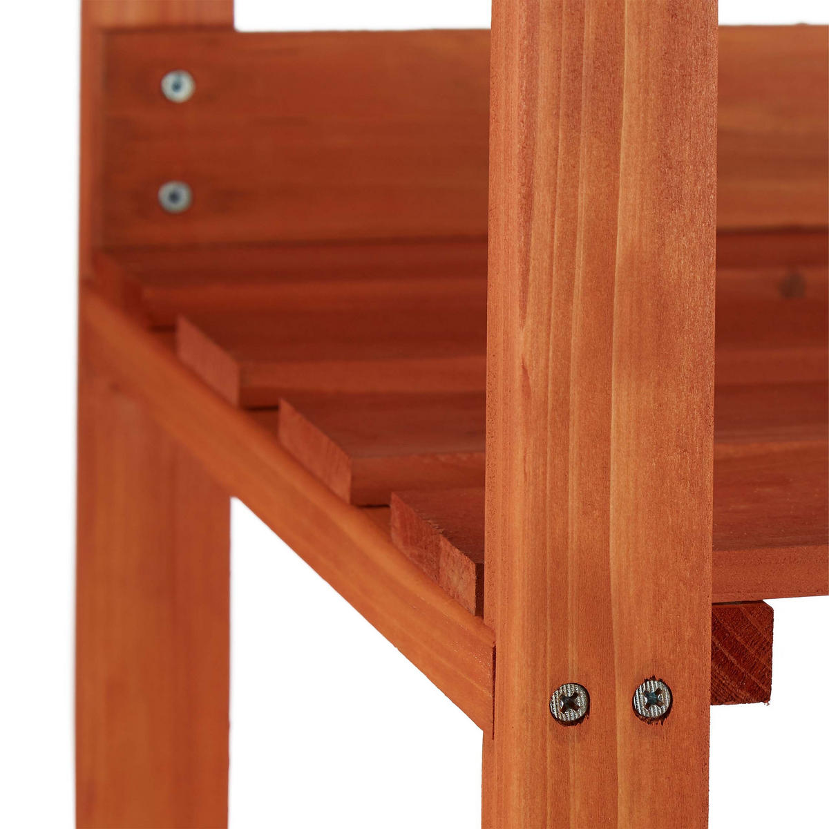PFLANZTISCH Orange Holz Metallplatte 91,8 cm - Orange, Holz/Metall (91.8/87.5/41.5cm) - Relaxdays