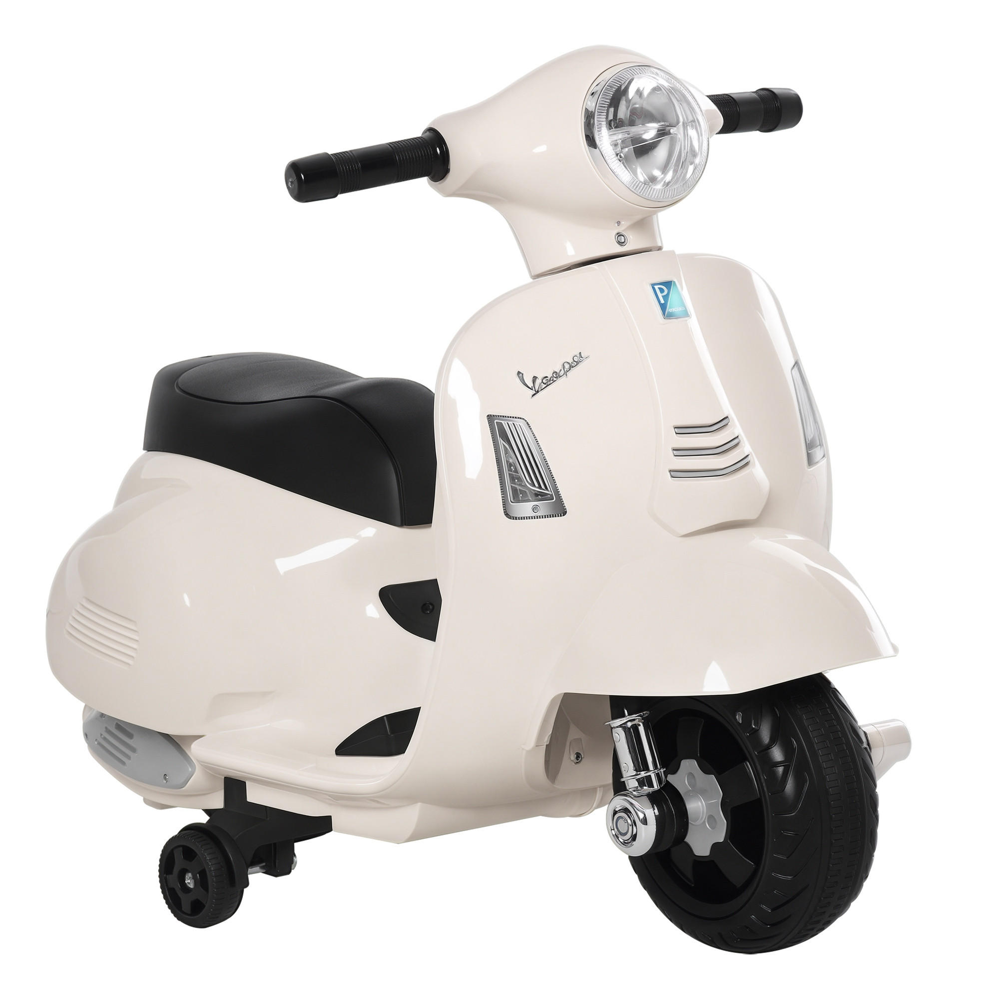 ELEKTRO-KINDERMOTORRAD DE-06096 VESPA lizenziert mit LED und Sound Weiß - Weiß, Kunststoff/Metall (66.5/38/52cm) - ComfortXL