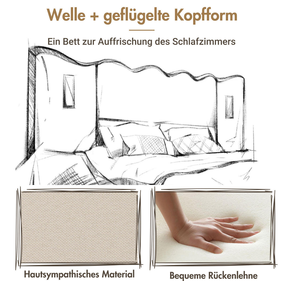 POLSTERBETT 160/200 cm Beige mit Stauraum, Leselicht und USB- und Type-C-Anschlüssen - Beige, Textil (160/200cm) - Flora Grace