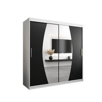 SCHWEBETÜRENSCHRANK 200/200/62 2-türig - Silberfarben/Schwarz, Holz/Kunststoff (200/200/62cm) - Abiks Möbel