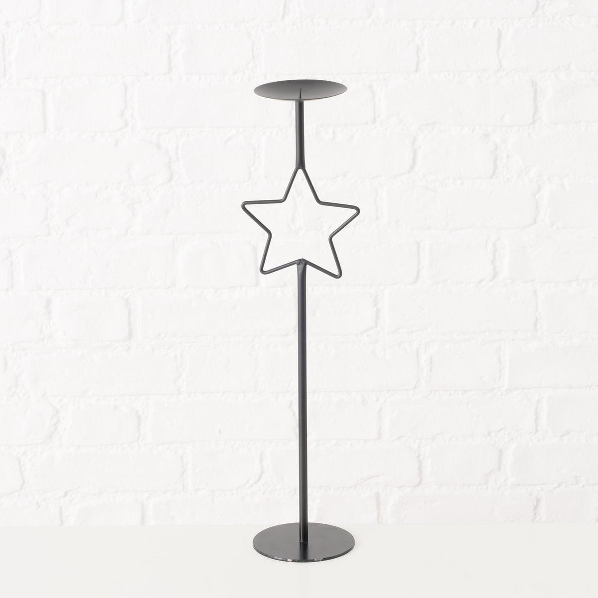KERZENHALTER aus Metall mit Stern Guila - Schwarz, Metall (20/99.5/20cm) - Boltze Home