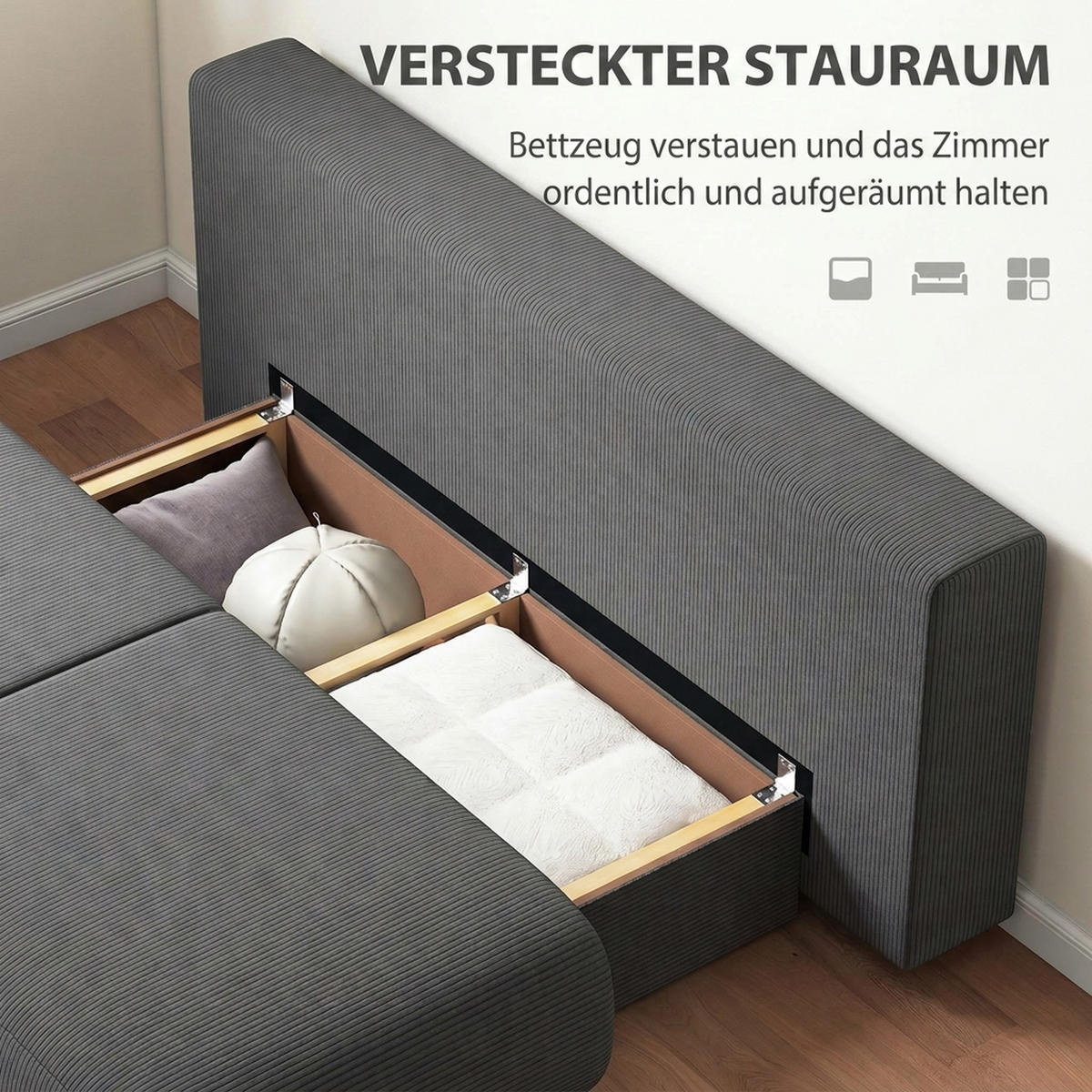 SCHLAFSOFA Grau 188.0/100.0/84.0cm - Grau, Textil (100/84/188cm)
