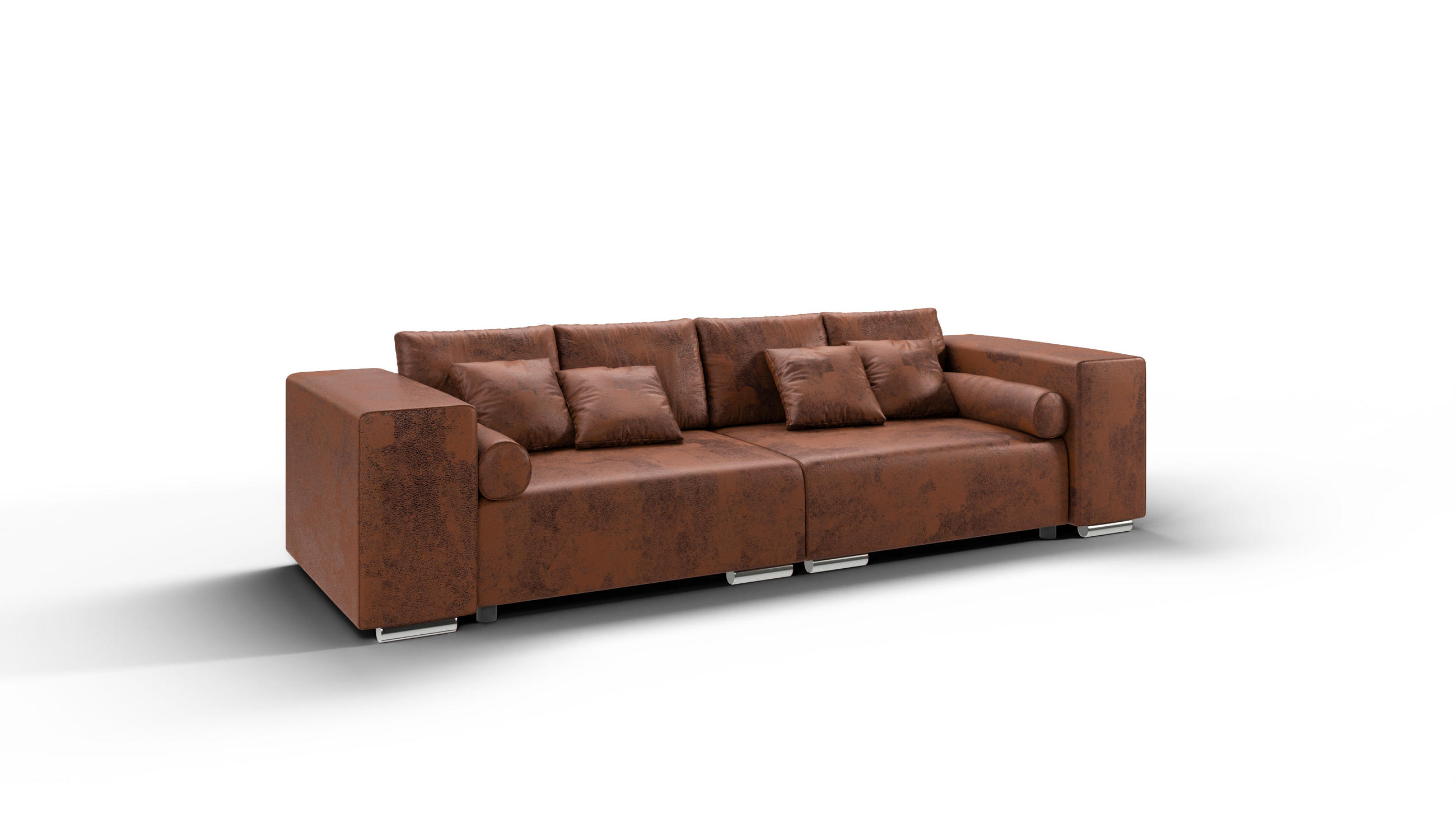 BIGSOFA Rico Braun Microfaser Vintageoptik - Schwarz/Braun, Kunststoff/Textil (290/80/110cm) - S-Style Möbel