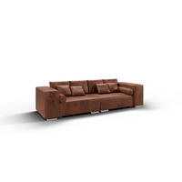 BIGSOFA Rico Braun Microfaser Vintageoptik - Schwarz/Braun, Kunststoff/Textil (290/80/110cm) - S-Style Möbel
