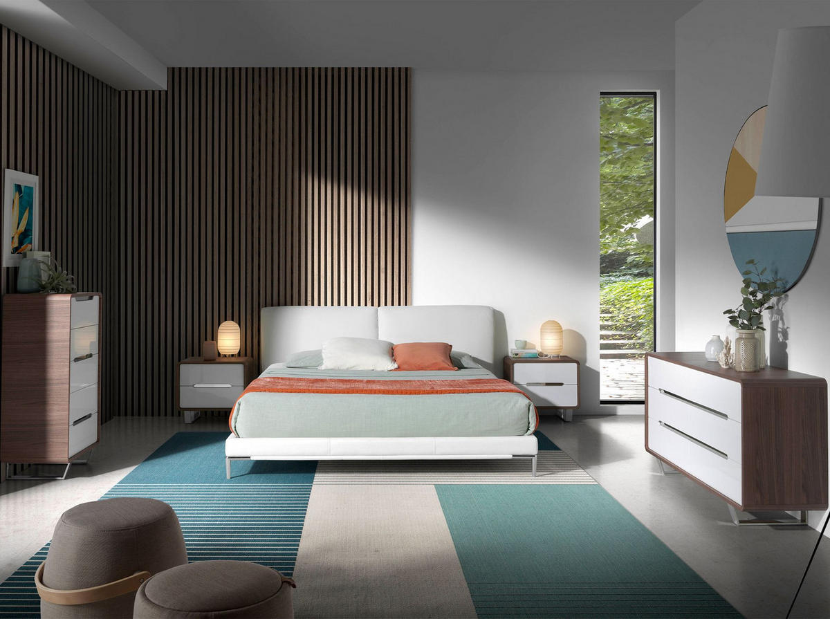 NACHTTISCH weißes Holz, Nussbaum und verchromter Stahl - Chromfarben/Silberfarben, Holzwerkstoff/Metall (55/49/39cm) - ANGEL CERDA