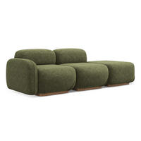 3-SITZER SOFA Rechts Chenille Stoff Grün - Braun/Olivgrün, Holz/Textil (258/73/95cm) - Makamii
