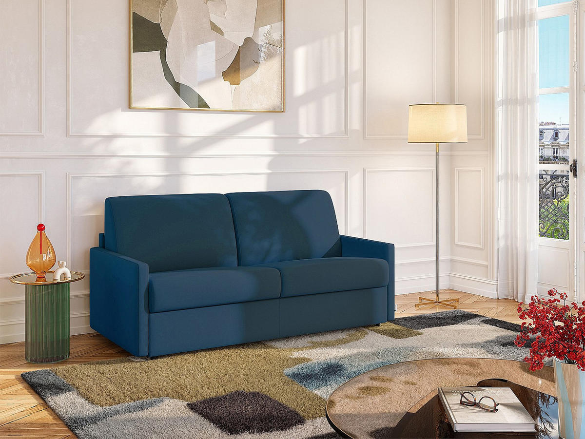 SCHLAFSOFA - 3 Personen - Stoff - Marineblau - - Dunkelblau, Textil (170/97/223cm) - Vente-Unique