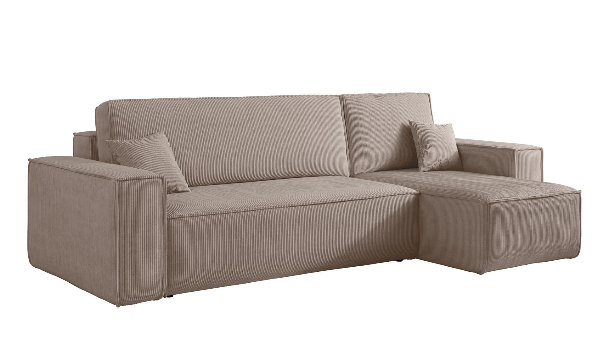 ECKSOFA Scarlo Beige Cordbezug - Beige/Schwarz, Kunststoff/Textil (244/145cm) - Selsey