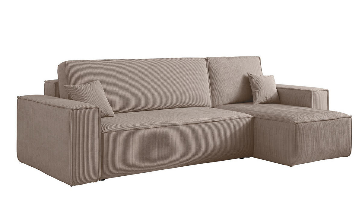 ECKSOFA Scarlo Beige Cordbezug - Beige/Schwarz, Kunststoff/Textil (244/145cm) - Selsey