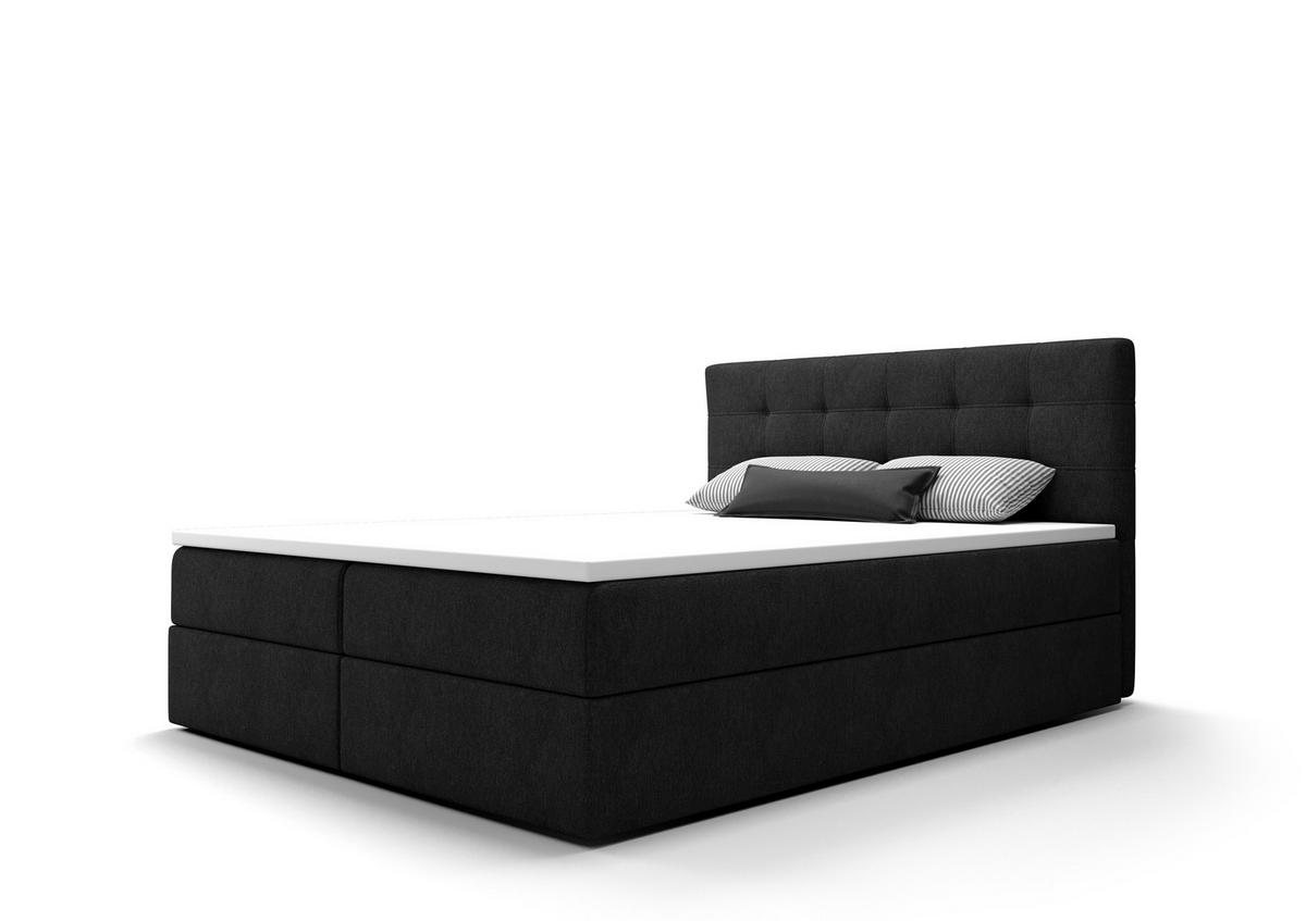 BOXBETT FADO 2 200x200, mit Matratze H3 und Topper, Cosmic 100 - Schwarz, Holz/Kunststoff (200/200cm) - Bedante