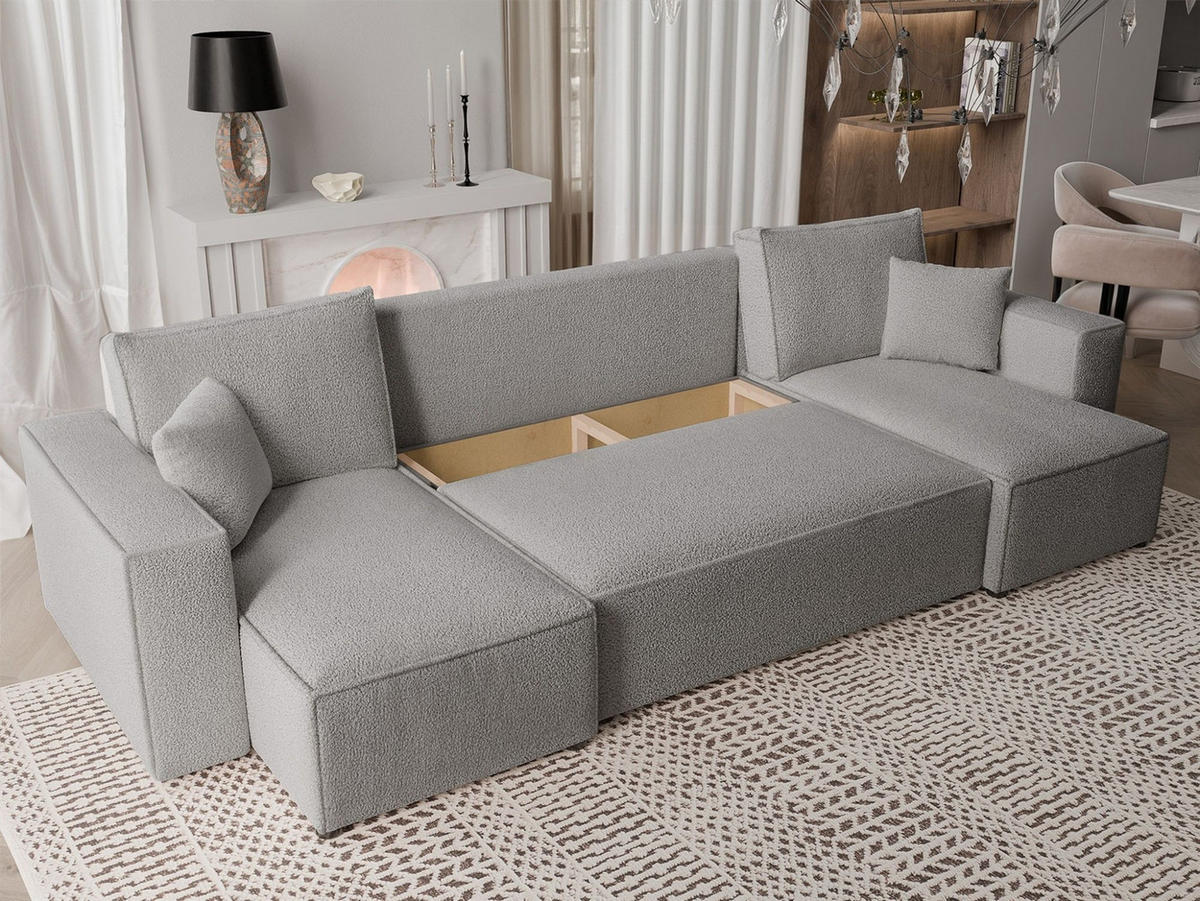WOHNLANDSCHAFT Adara Schlaffunktion - Grau, Holzwerkstoff/Textil (312/83/145cm) - Fun Möbel