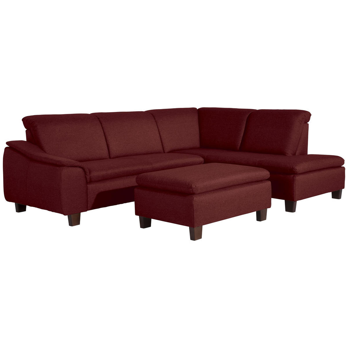 ECKSOFA mit Ottomane rechts Kaylil Flachgewebe rot - Rot, Kunststoff (187/247cm) - 58aufmkessel