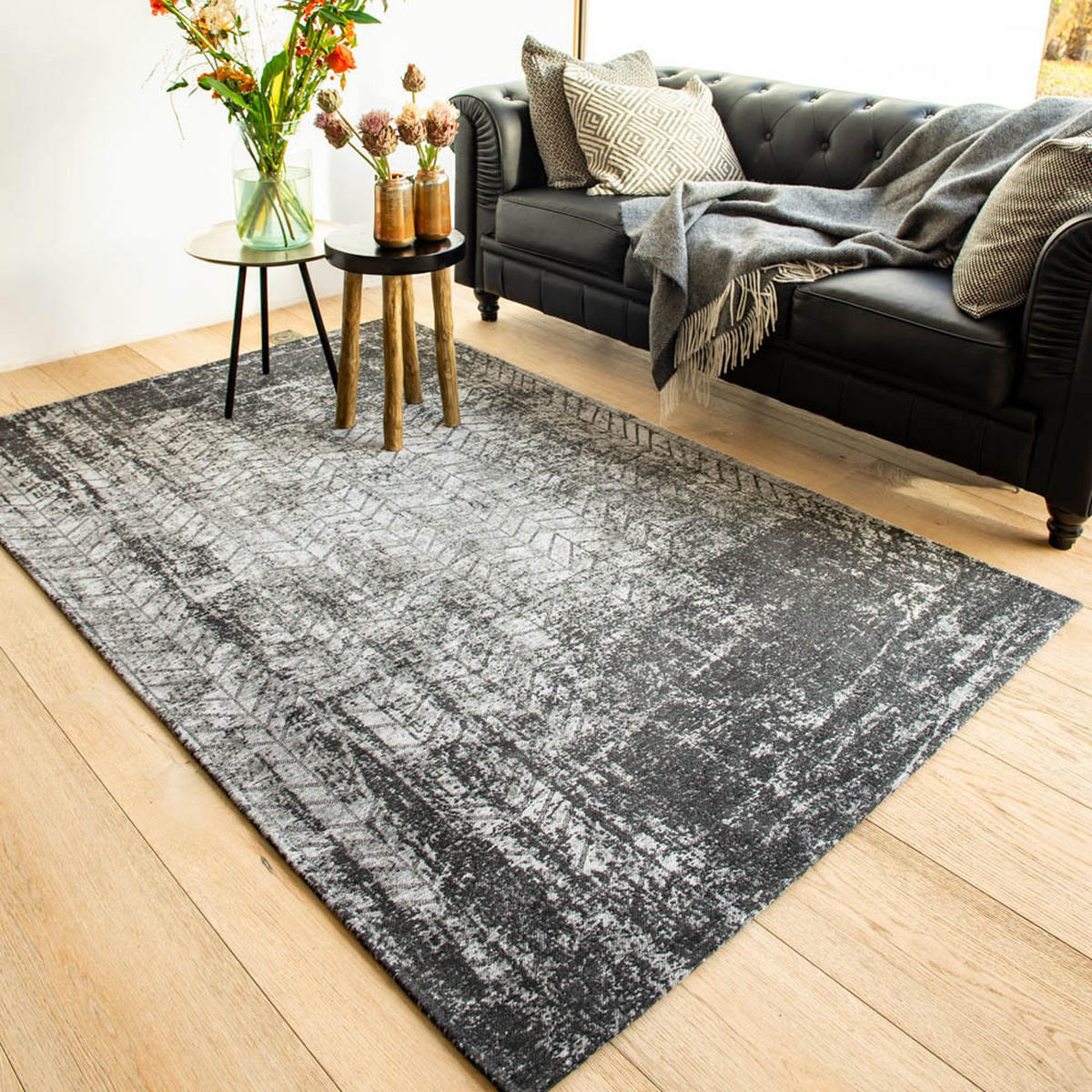 TEPPICH Harlem Contrast Mad Men Jacob's Ladder 80/150 cm - Schwarz, Kunststoff/Textil (80/150cm) - Louis De Poortere