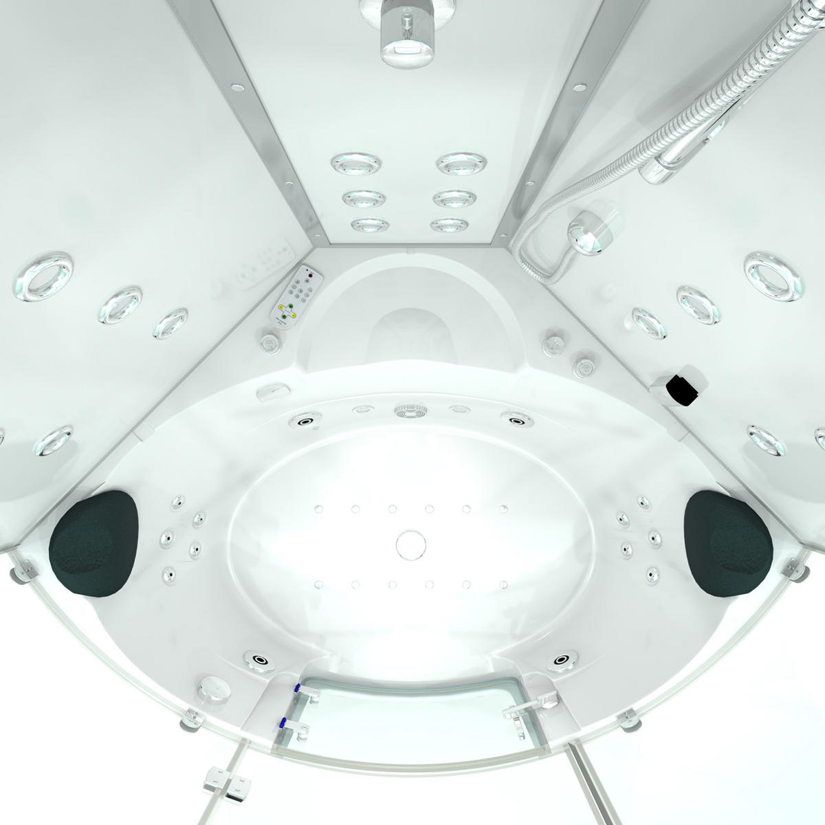 DAMPFDUSCHE Whirlpool Duschkabine K60-WS-EH-SC - Weiß, Glas/Kunststoff (140/210/140cm) - AcquaVapore by Sandra Jentho