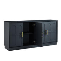 SIDEBOARD 169/40/80 cm in Schwarz mit geschwungener Front und viel Stauraum - Schwarz, Holzwerkstoff (169/80/40cm) - BEAOK