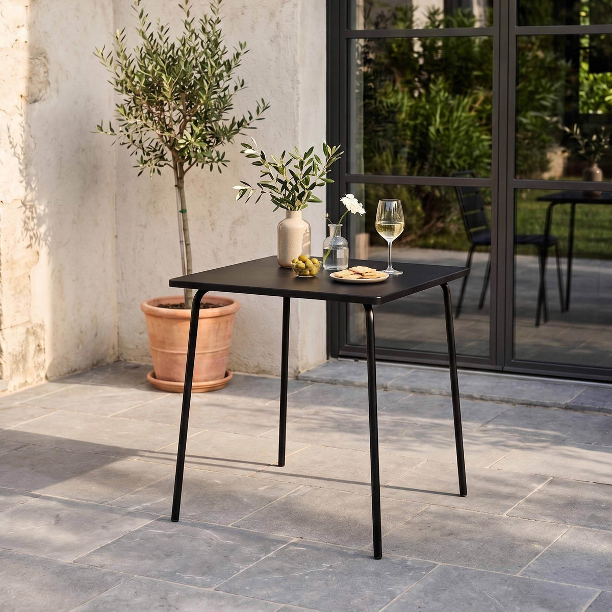 GARTENTISCH, Schwarz - Schwarz, Metall (70/70/72cm) - Oviala