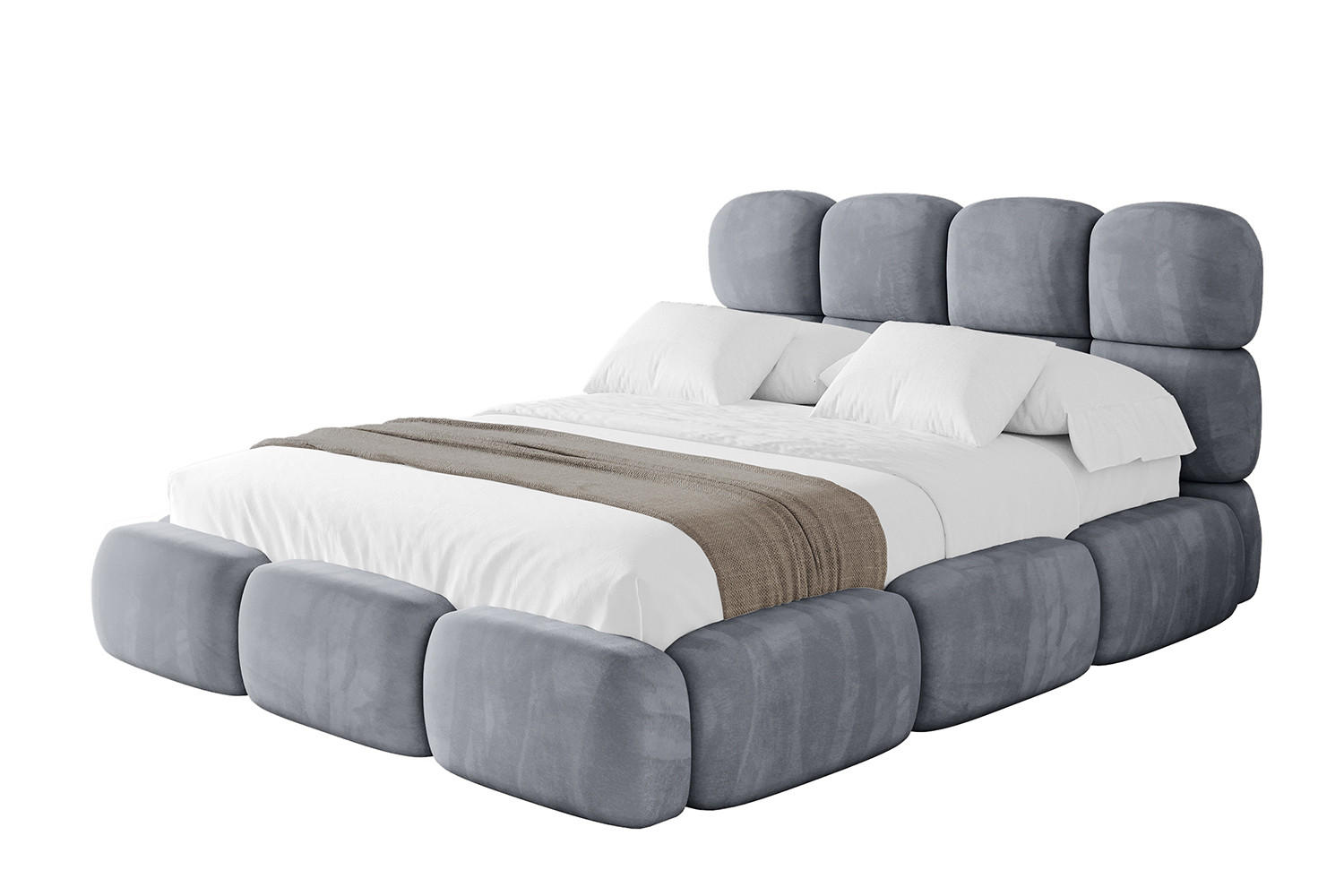 POLSTERBETT mit Bettkasten und Lattenrost, Boxbett ohne Matratze - NOMA 120x200 Grau - Grau, Holzwerkstoff/Textil (120/200cm) - ALTDECOR