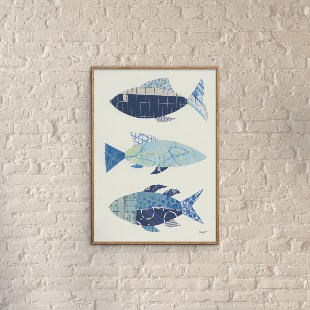 POSTER mit Rahmen Wild Apple - Go With the Flow IV - Blau/Eichefarben, Holz/Papier (30/40cm) - Poster&Frame
