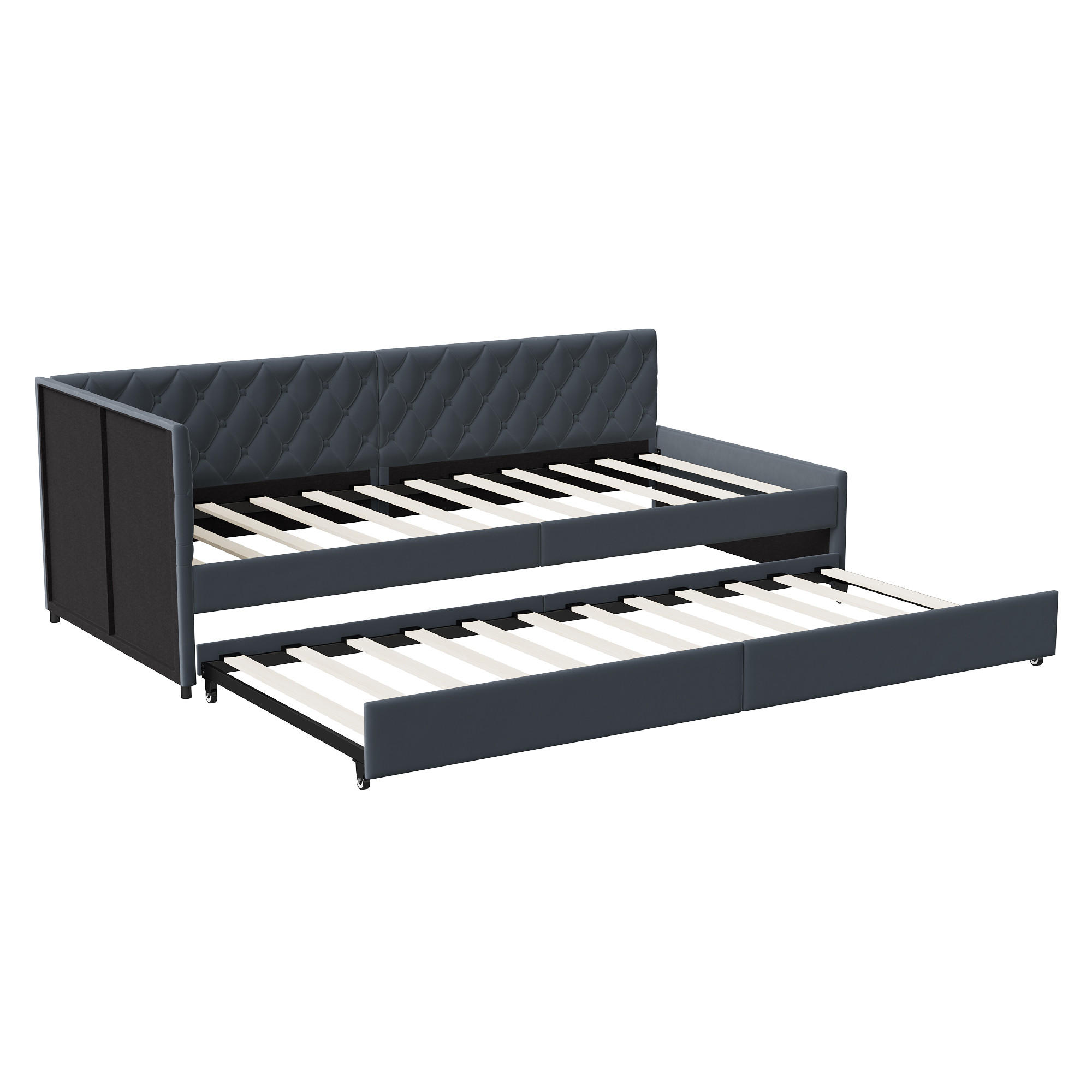 TAGESBETT 90/180x200 cm Schlafsofa in Grau, Samt - Grau, Holz/Metall (180/200cm) - PARAFTA HOME