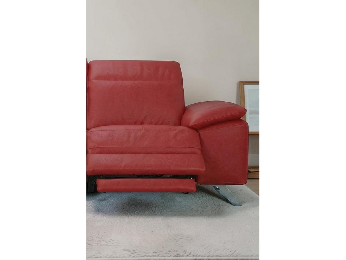 3-SITZER Sofa Genius Echtleder mit 2 x Relaxfunktion Rot - Rot, Leder/Metall (220/80/104cm)
