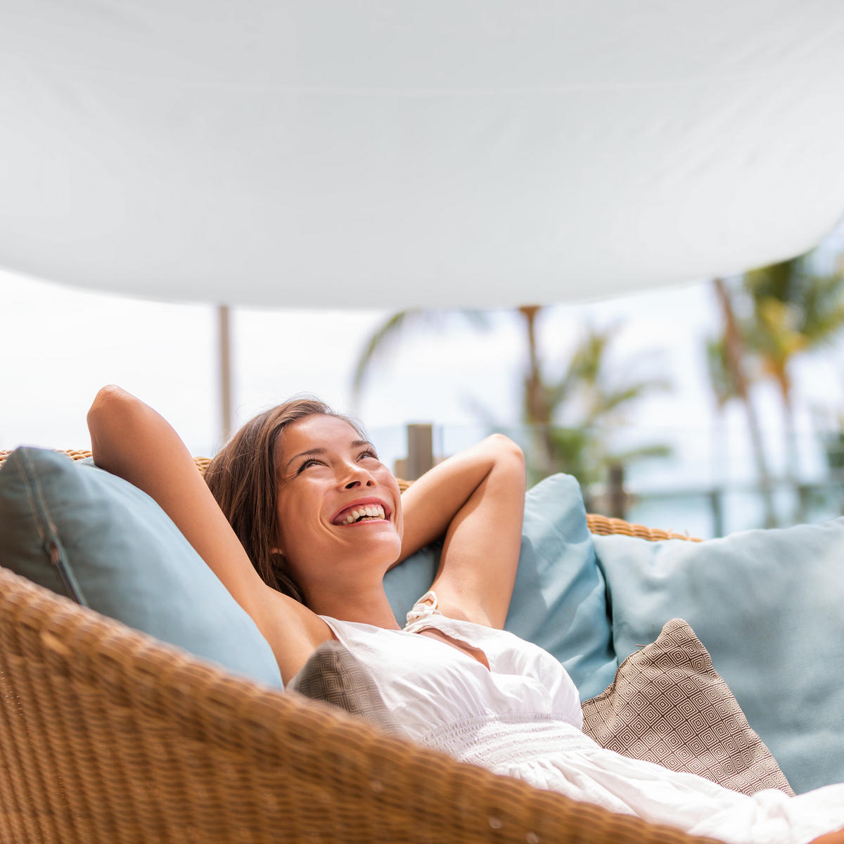 SONNENSEGEL - Weiß, Textil/Metall (300/300cm) - Relaxdays