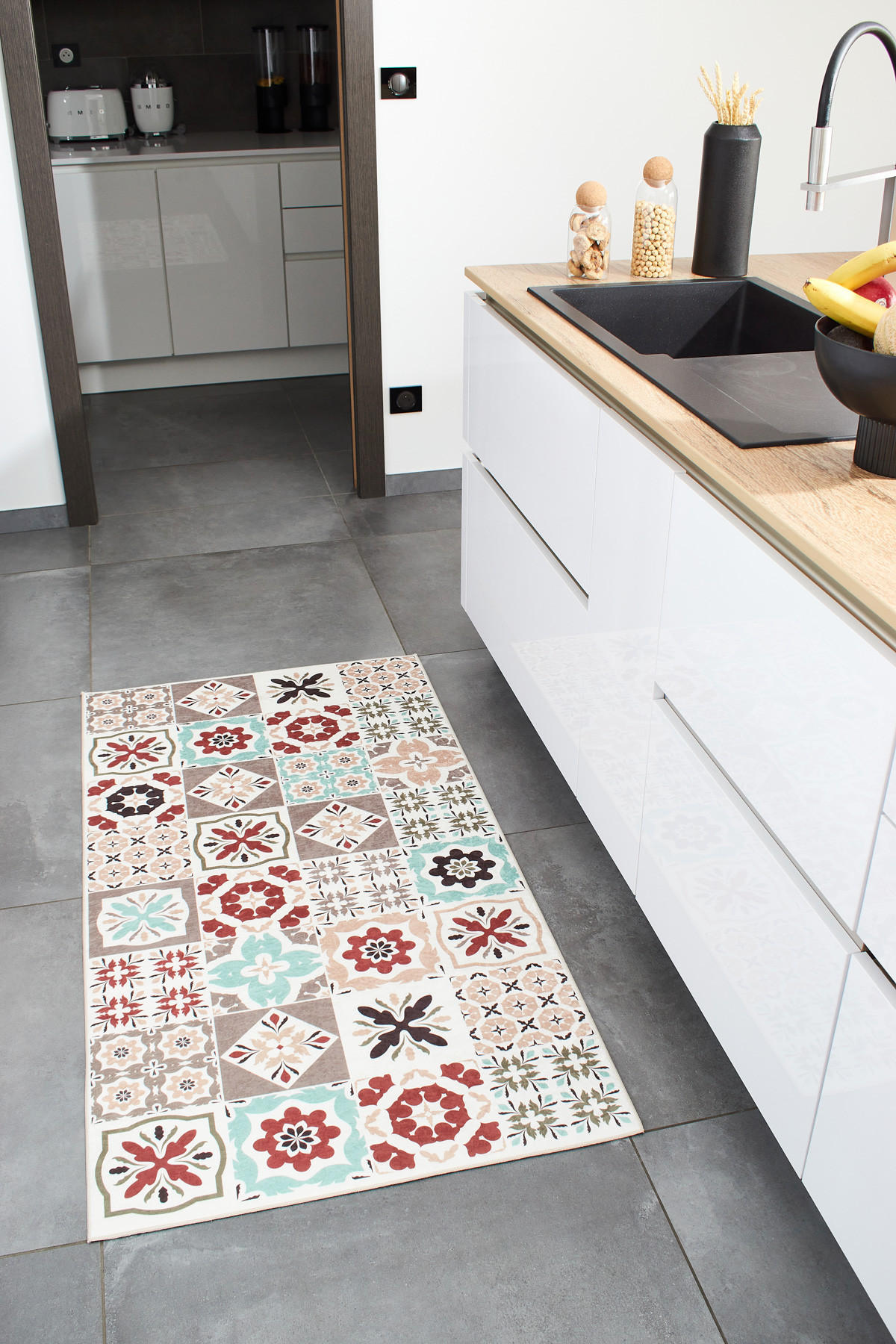 KÜCHENTEPPICH mit mehrfarbigem Zementfliesenmuster Azulejo 80x150 cm - Multicolor, Textil (80/150cm) - Nazar Rugs