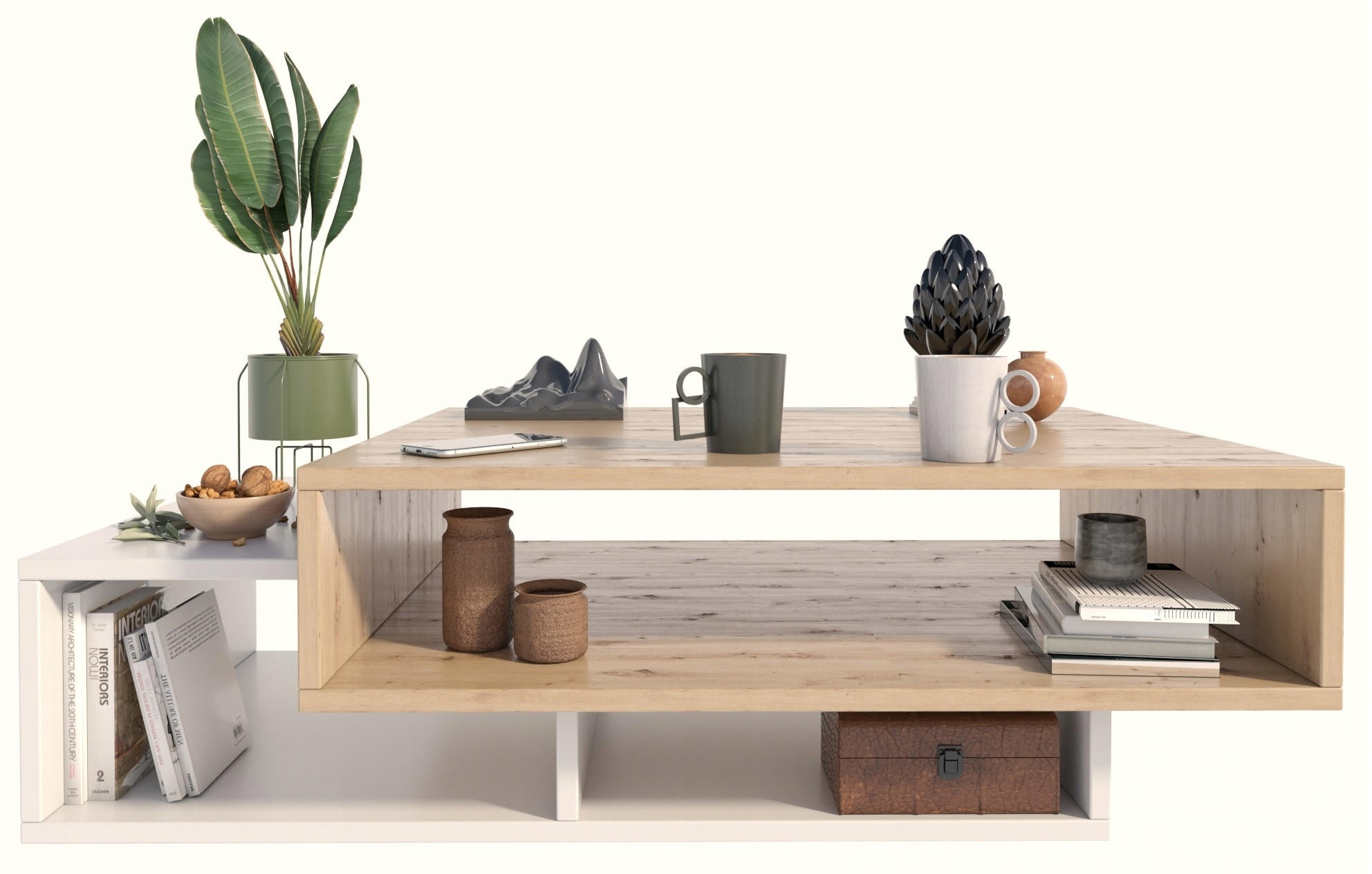 COUCHTISCH SARA Artisan Eiche-Weiß 100/50/34 cm - Eiche Artisan/Weiß, Holzwerkstoff (50/100/34cm) - Matkam Möbel
