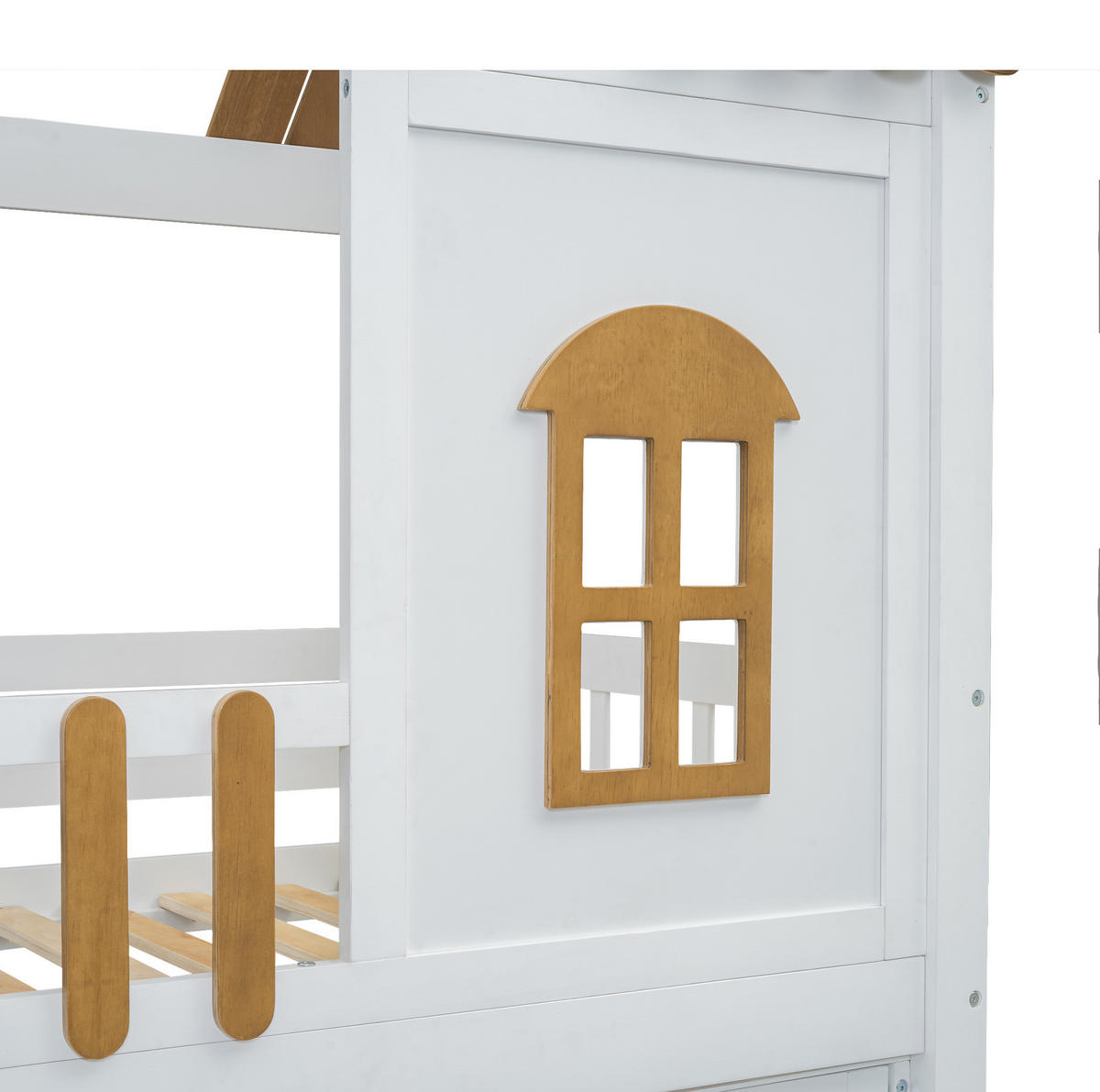 ETAGENBETT mit Stauraum, Fenster und Schrank 90/200 cm - Weiß, Holz (90/200cm) - MIVRAY