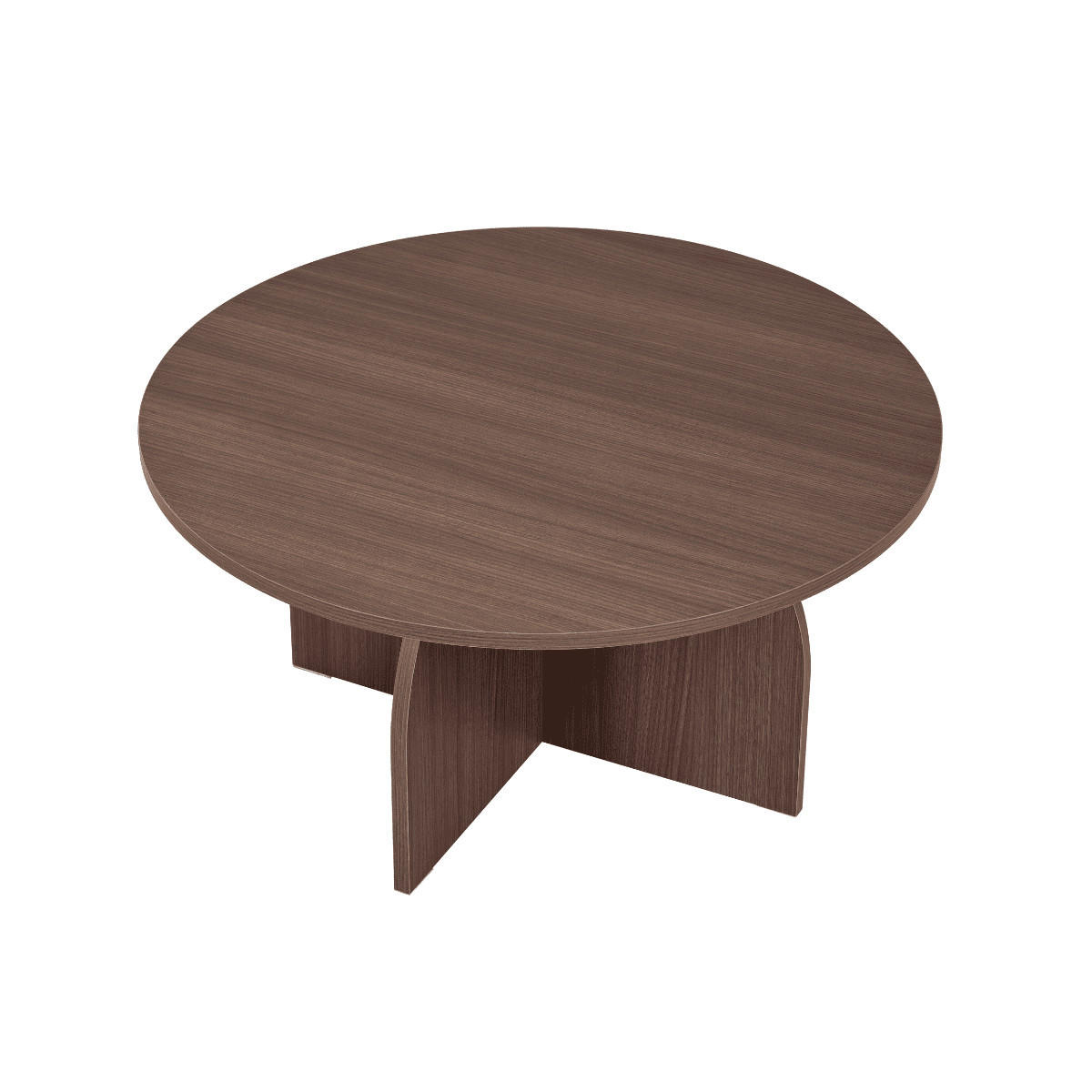 KONFERENČNÍ stolek s kulatou deskou, průměr 80 cm - CLOVER - přírodní, kompozitní dřevo (80/80/40cm) - Calicosy