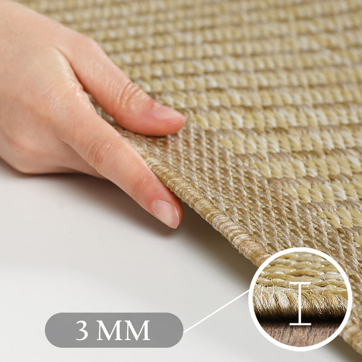TEPPICH Outdoor Flachgewebe Uni-Farbe Polypropylen Balkon Beige Rechteckig 240x340 - Beige, Textil (240/340cm) - KADIMA DESIGN