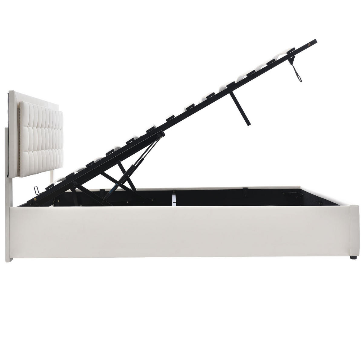 POLSTERBETT 140/200 cm mit Matratze LED-Beleuchtung, Bettkasten und Taschenfederkernmatratze, Weiß - Weiß, Kunststoff - Redom
