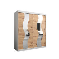 SCHWEBETÜRENSCHRANK 200/180/62 2-türig - Silberfarben/Eiche Artisan, Holz/Kunststoff (180/200/62cm) - Abiks Möbel