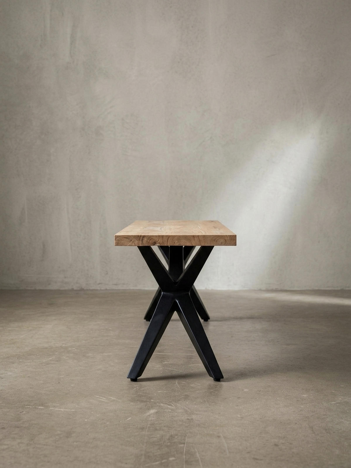 ESSZIMMERBANK Massivholz Metall Loft-Stil, Akazie 160x45x45 cm - Schwarz/Braun, Holz/Metall (160/45/45cm) - KADIMA DESIGN
