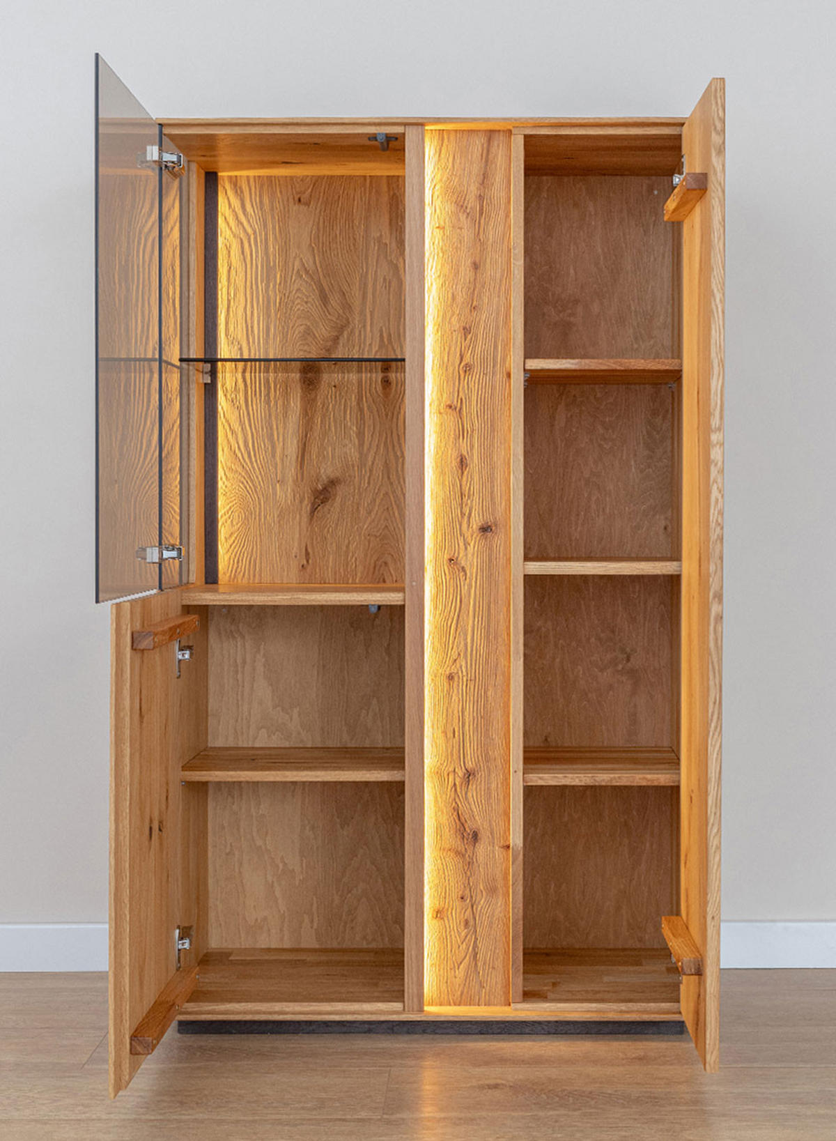 WOHNZIMMER-SET Collodi Wildeiche Natur - Sideboard 165cm - Türanschlag rechts - Wildeiche/Eichefarben, Holz (293/205/43.5cm) - Feldmann-Wohnen