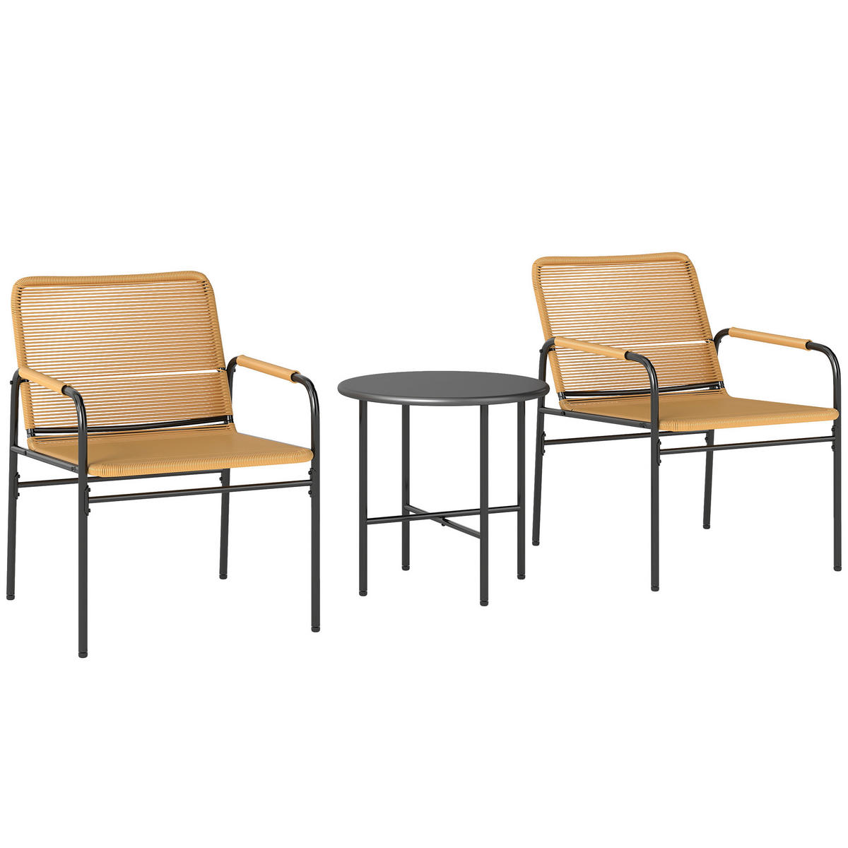 BISTROSET DE-06741 3-teilig mit 2 Sesseln & Couchtisch Gelb - Gelb, Kunststoff/Metall - ComfortXL