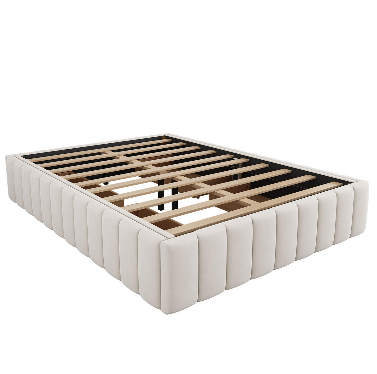 POLSTERBETT aus Samt 140x200 cm Beige mit 4 Schubladen und Lattenrost - Beige, Textil (140/200cm) - IVMEU