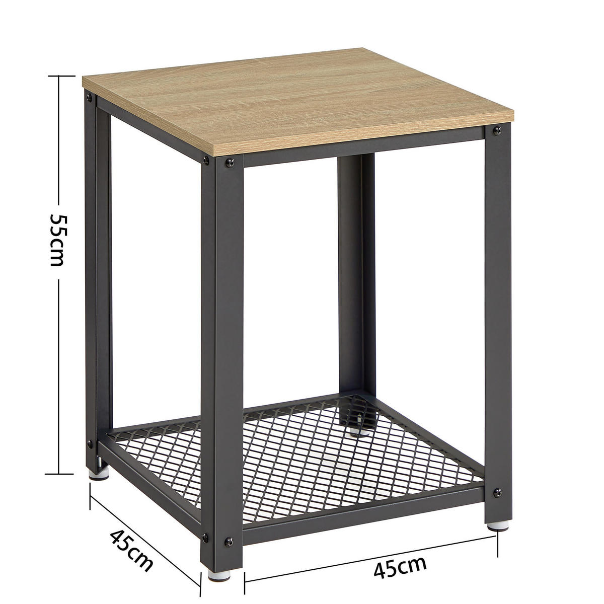 BEISTELLTISCH/NACHTTISCH - Schwarz/Sonoma Eiche, Metall (45/45/55cm) - A2A Home