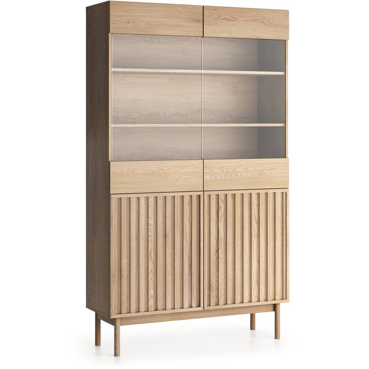 VITRINE Sapporo mit 2 Glastüren, 106 cm - Eichefarben, Holzwerkstoff (106/183/37cm) - Beautysofa
