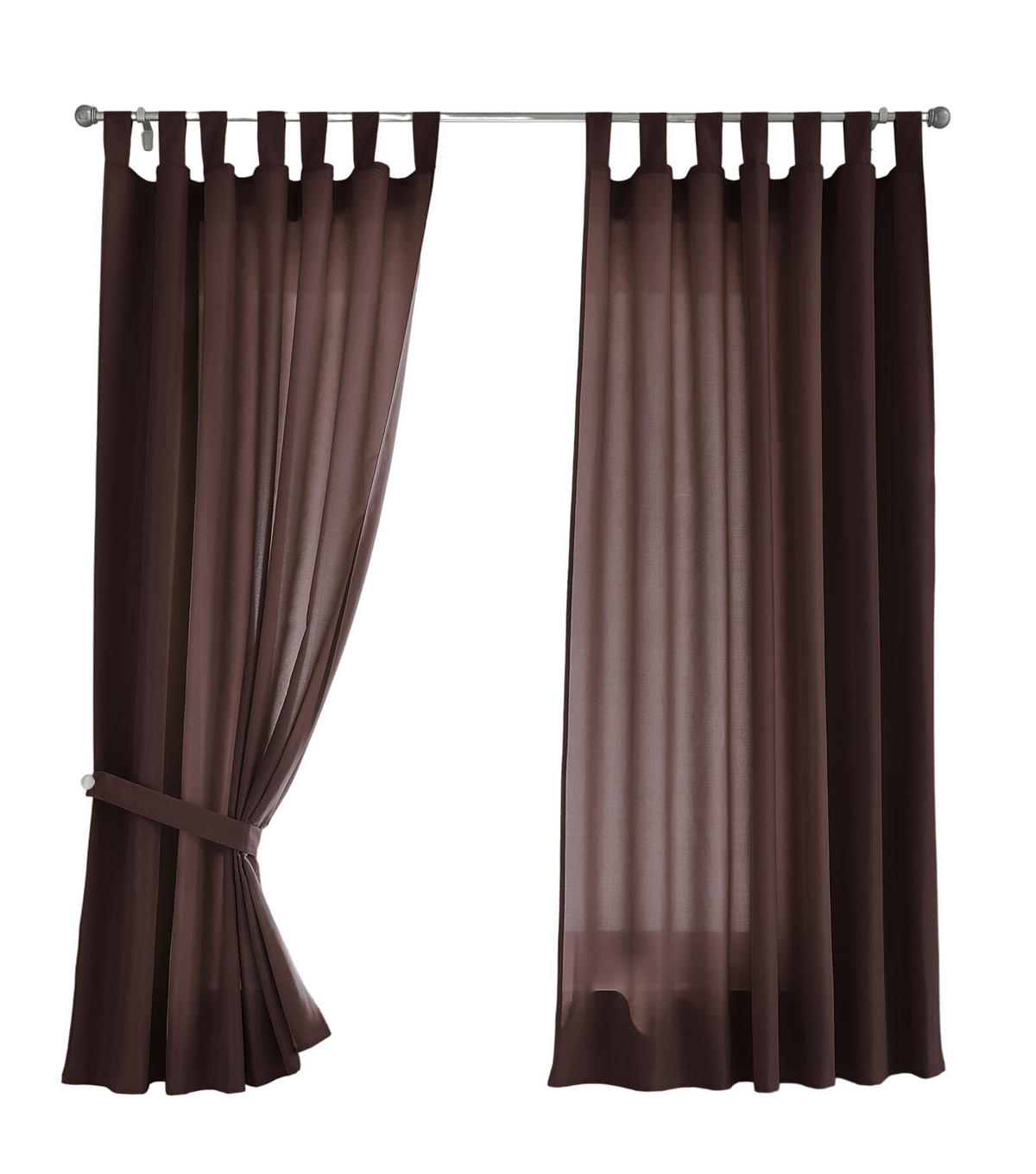 VORHANG 2ER SET POTSDAM HxB 175x140 cm Braun - Braun, Textil (140/175cm) - Gardinenbox